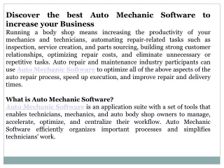 Discover the best Auto Mechanic Software to increase your Business