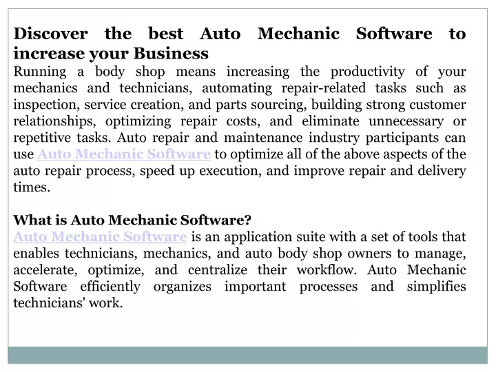 discover the best auto mechanic software