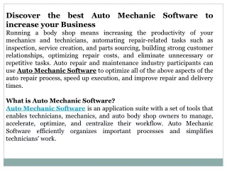 What is Auto Mechanic Software?