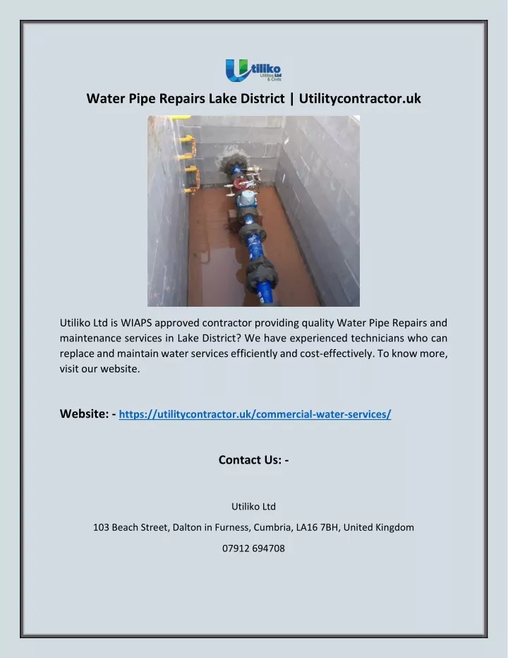 water pipe repairs lake district