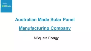 Australian Made Solar Panel Manufacturing Company  | Best Solar Panel Providers