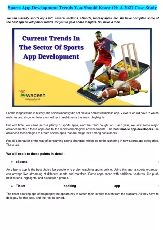 Sports App Development Trends You Should Know Of: A 2021 Case Study