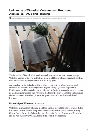 university of waterloo courses and programs