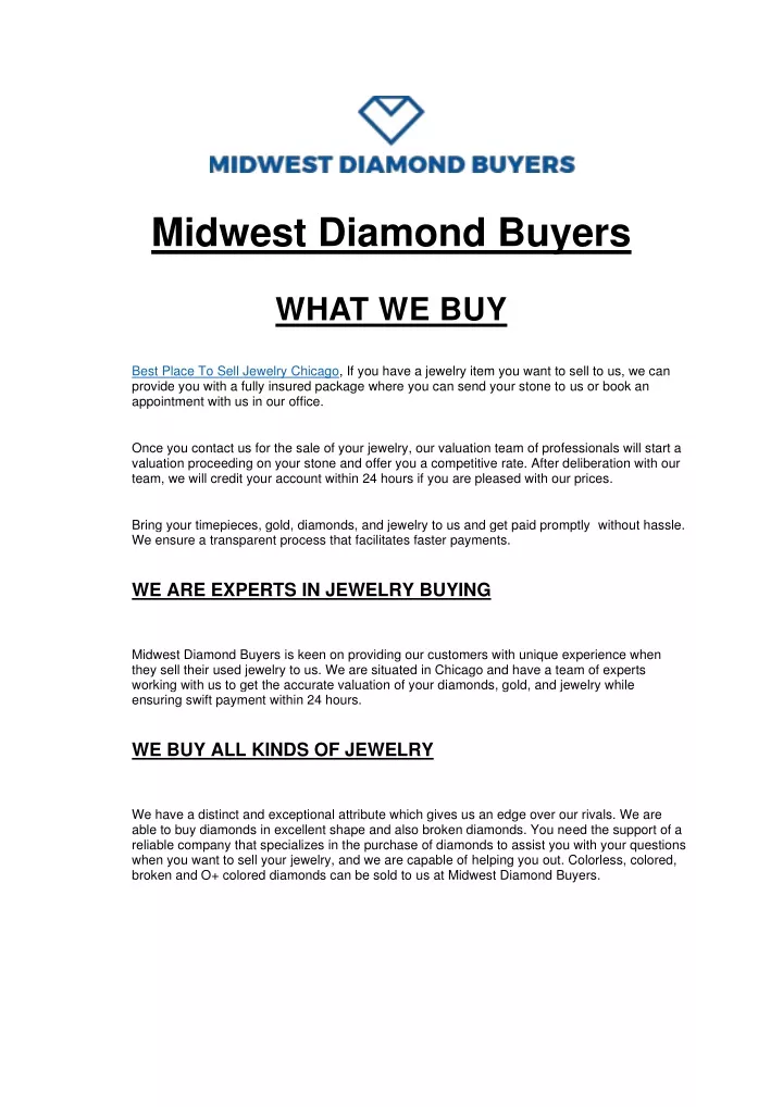 midwest diamond buyers what we buy best place