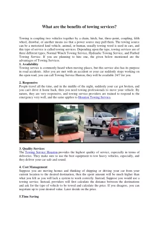 What are the benefits of towing services