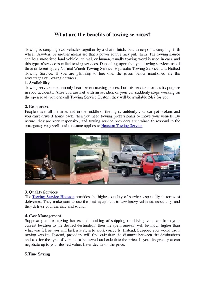 what are the benefits of towing services