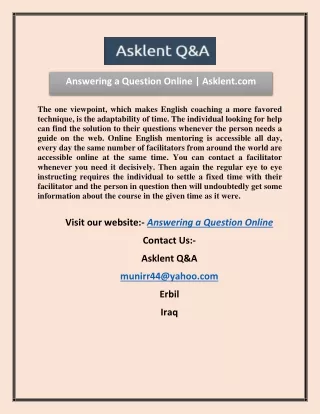Answering a Question Online | Asklent.com