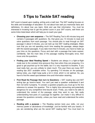 5 tips to tackle sat reading