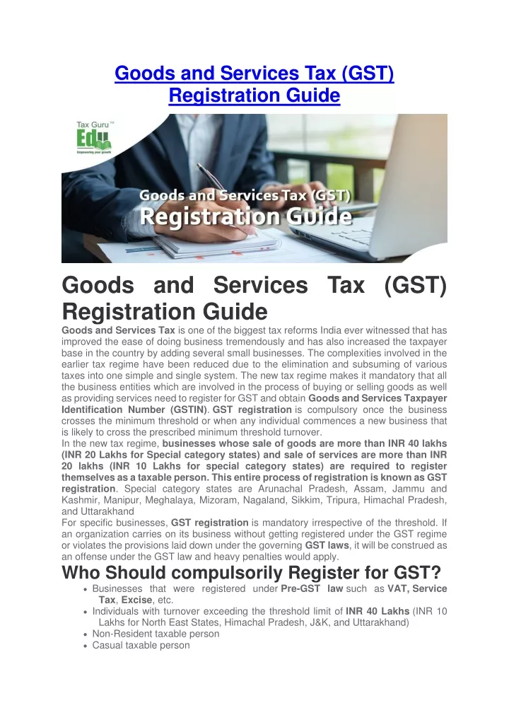 goods and services tax gst registration guide