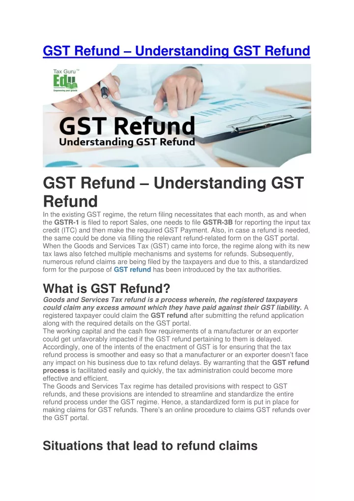 gst refund understanding gst refund