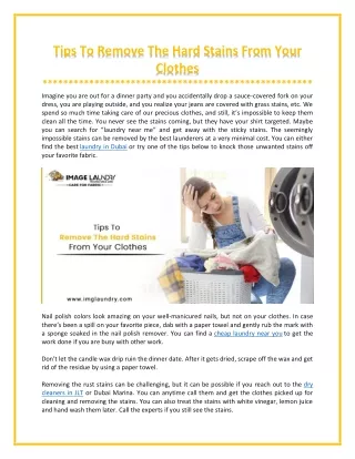 tips to remove the hard stains from your clothes