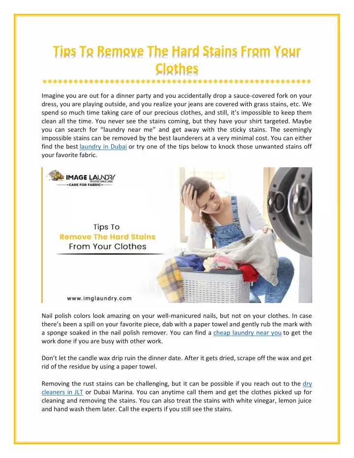 tips to remove the hard stains from your clothes