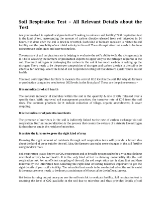 soil respiration test all relevant details about