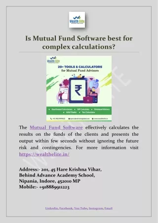 is mutual fund software best for complex