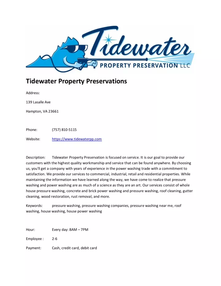 tidewater property preservations