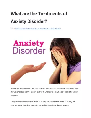 What are the Treatments of Anxiety Disorder