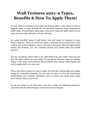 wall textures 2021 9 types benefits how to apply