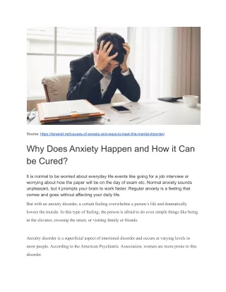 Why Does Anxiety Happen and How it Can be Cured_