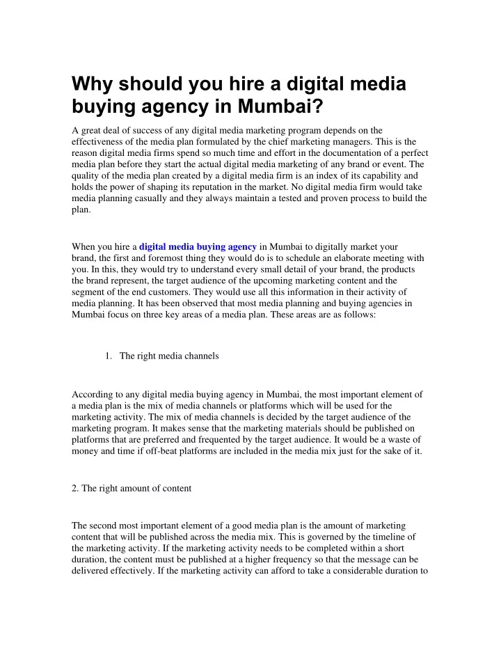 why should you hire a digital media buying agency