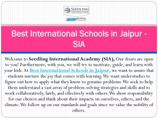 Best International Schools in Jaipur - SIA