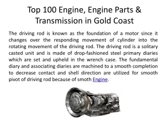 Top 100 Engine, Engine Parts & Transmission