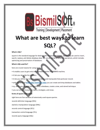 What are best ways to learn SQL