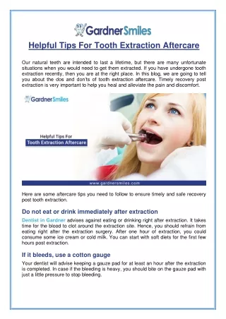 helpful tips for tooth extraction aftercare