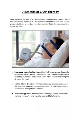 7 Benefits of CPAP Therapy