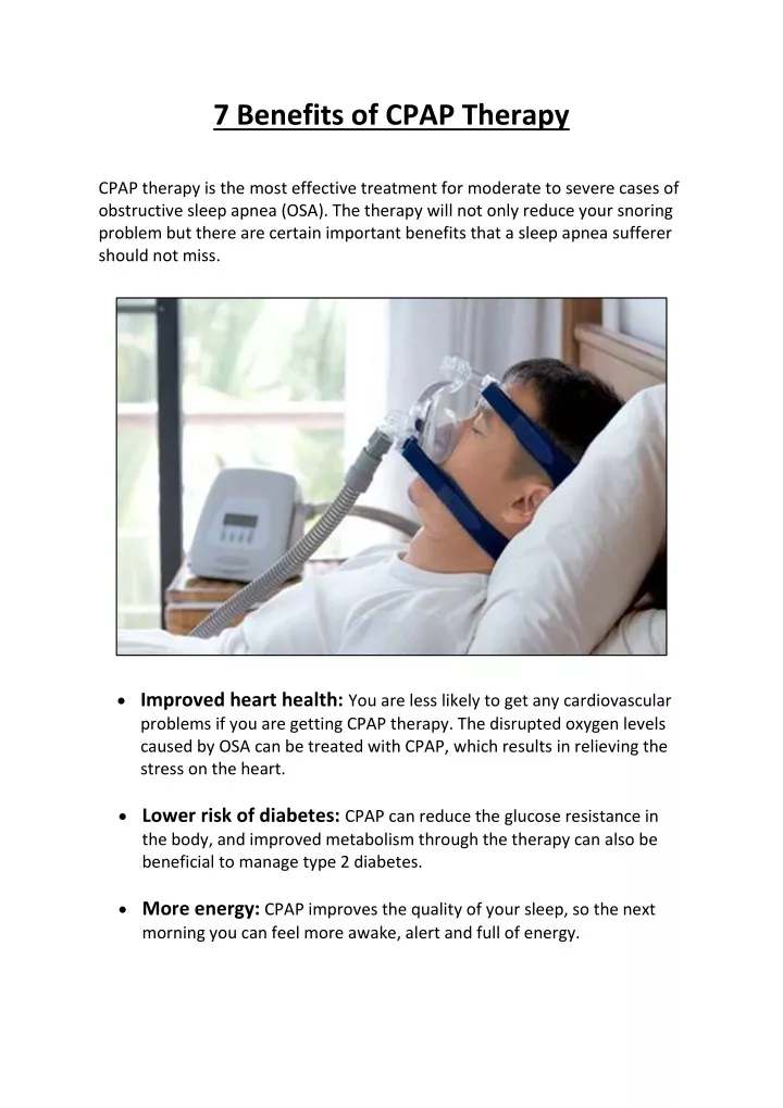 7 benefits of cpap therapy