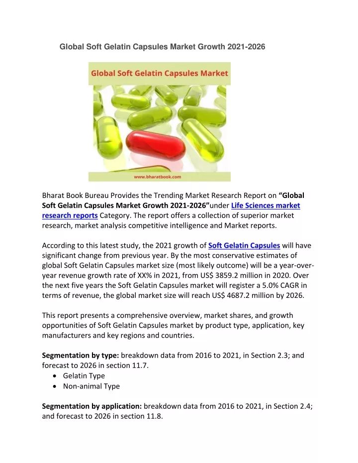 global soft gelatin capsules market growth 2021