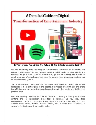 A Detailed Guide on Digital Transformation of Entertainment Industry