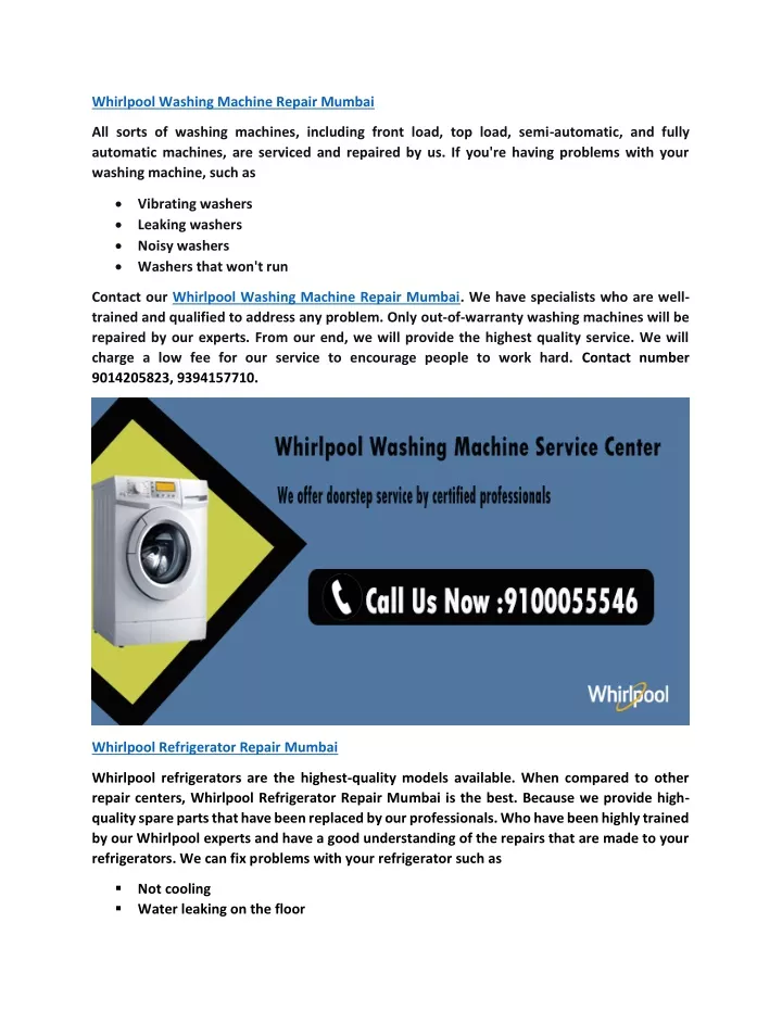whirlpool washing machine repair mumbai