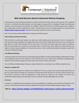 Why Small Business Needs Professional Website Designing