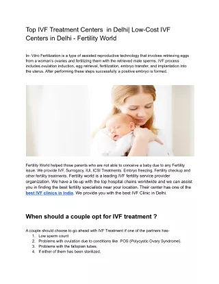 Top IVF Treatment Centers  in Delhi_ Low-Cost IVF Centers in Delhi - Fertility World