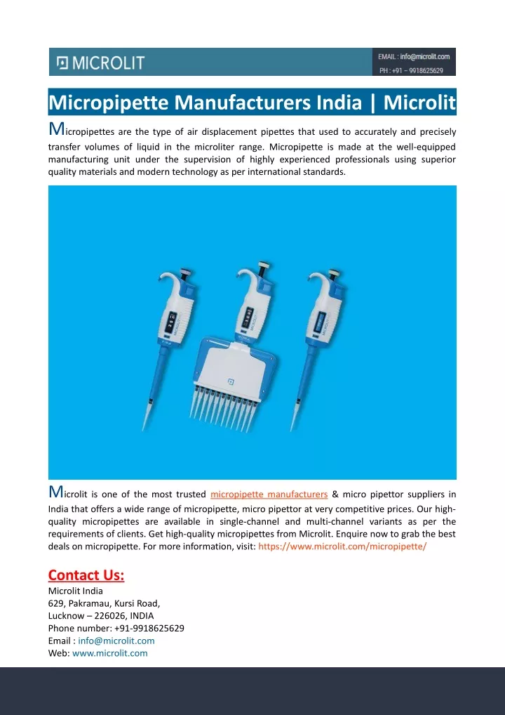 micropipette manufacturers india microlit