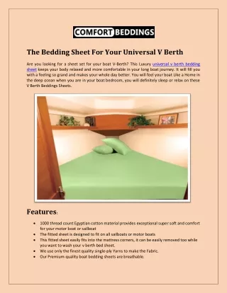 Universal V Berth Bedding Sheet