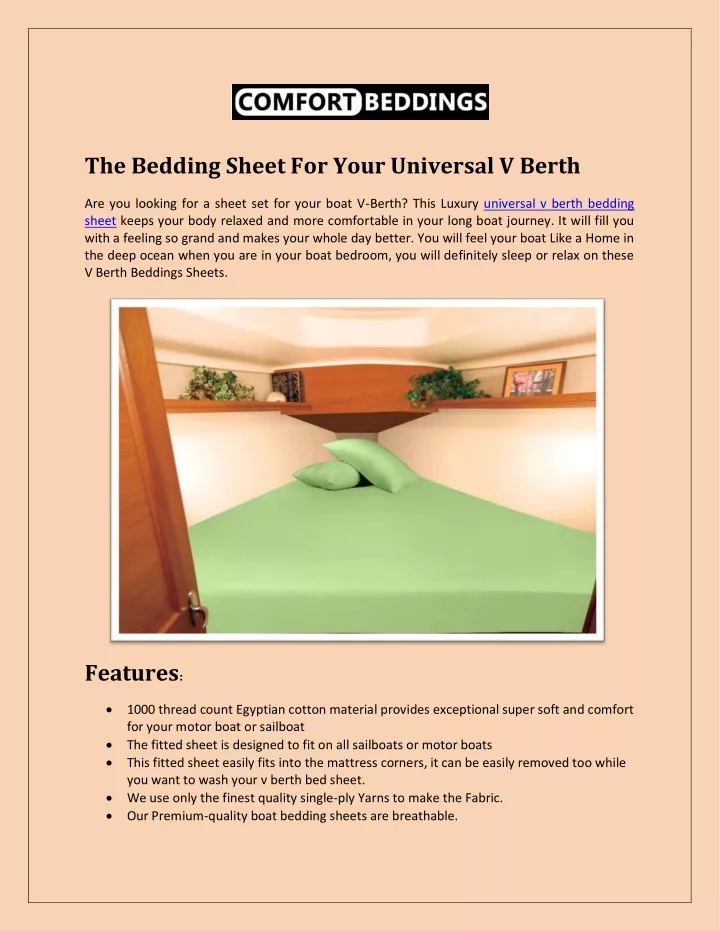 the bedding sheet for your universal v berth