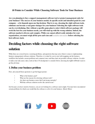 10 points to consider while choosing software