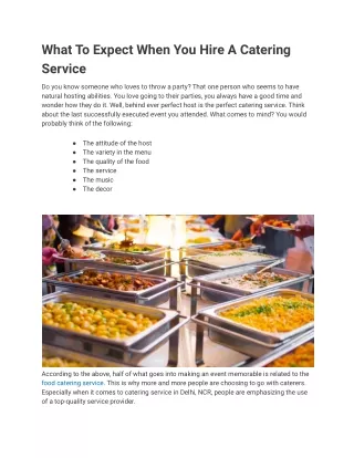What To Expect When You Hire A Catering Service
