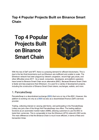 top 4 popular projects built on binance smart