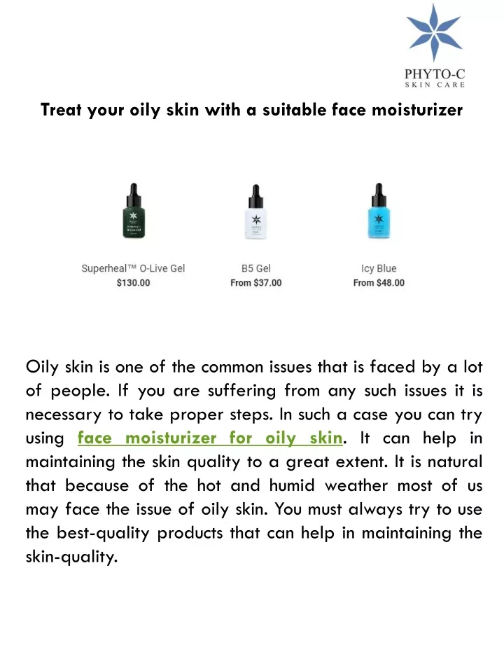 treat your oily skin with a suitable face