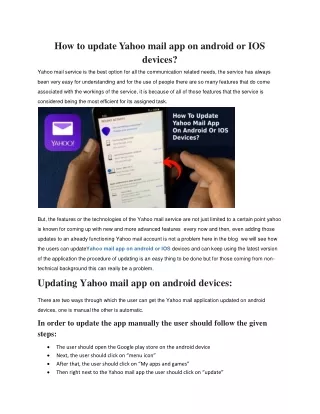 How to update Yahoo mail app on android or IOS devices?