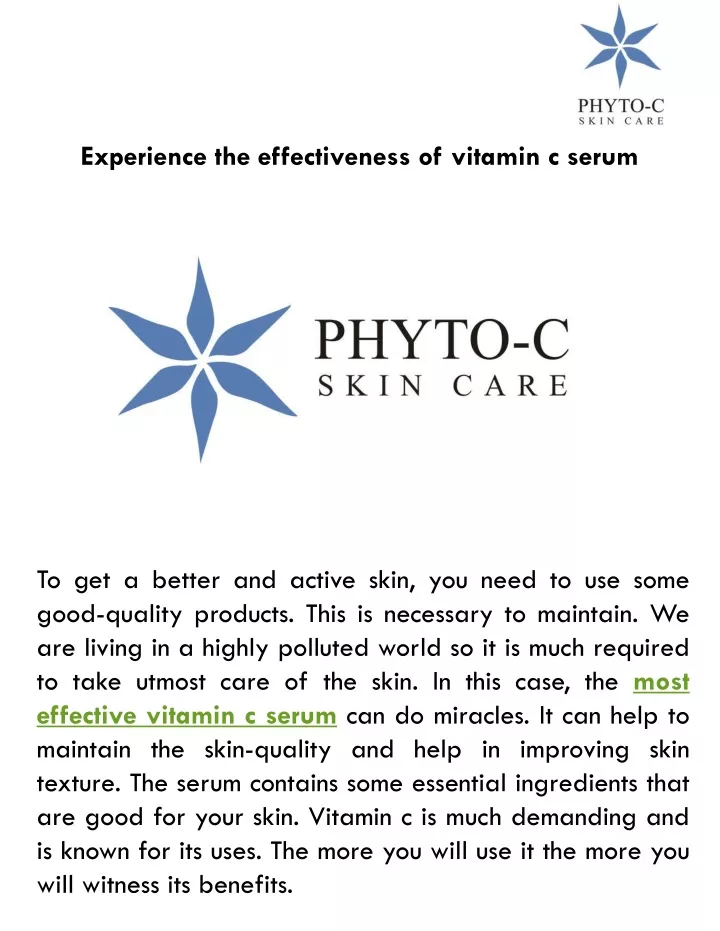 experience the effectiveness of vitamin c serum