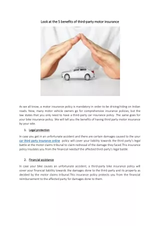 IFFCO-Look at the 5 benefits of third party motor insurance