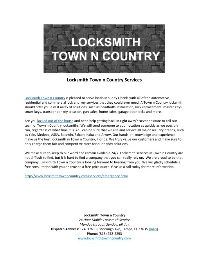 locksmith town n country services