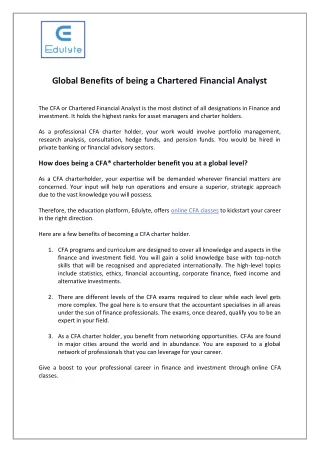 global benefits of being a chartered financial