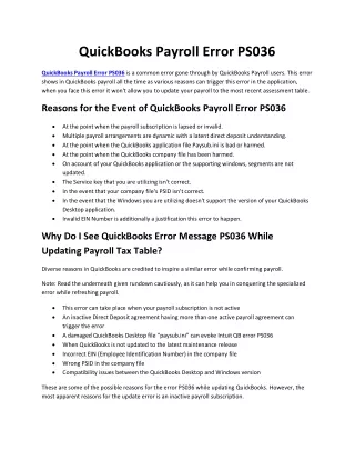 QuickBooks Payroll Update Error PS036