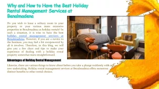 Why and How to Have the Best Holiday Rental Management Services at Benalmadena