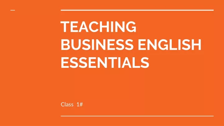 teaching business english essentials