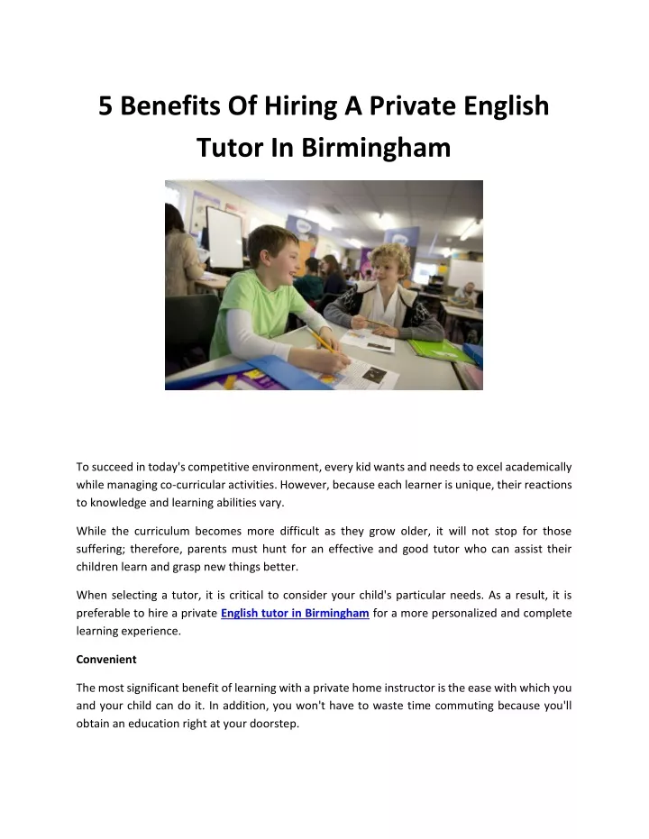5 benefits of hiring a private english tutor